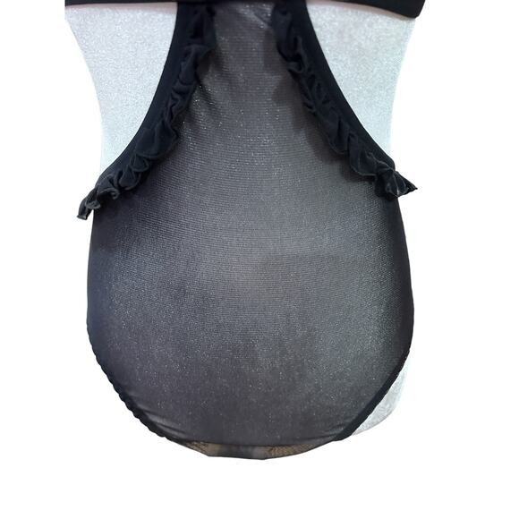 We Are HAH Lingerie Bodysuit Key To UR Heart Sheer Ruffle Black Noir Size Medium - Picture 9 of 11